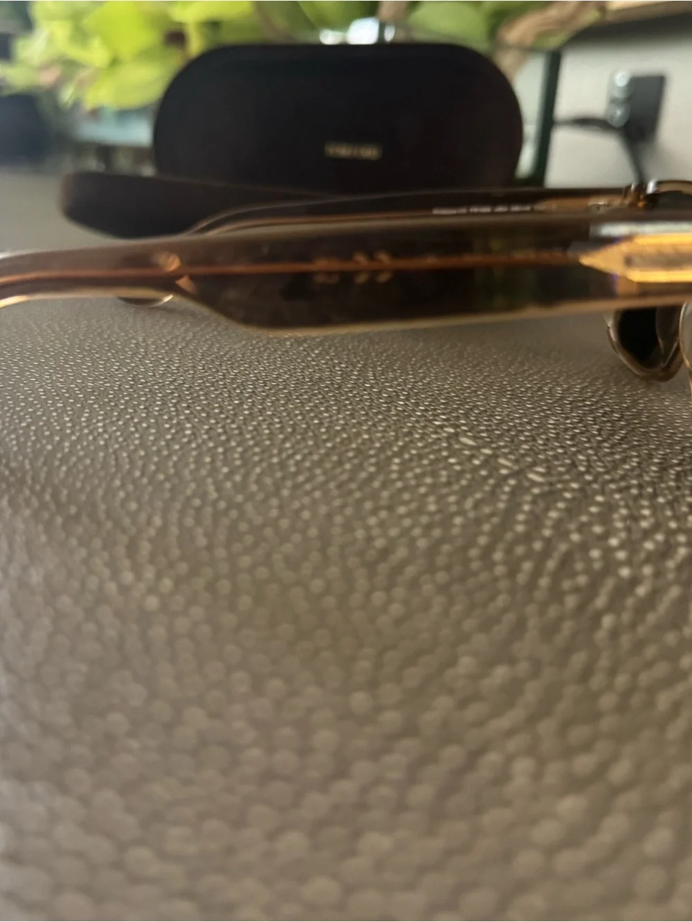 Tom Ford Amber Brown Transparent Rectangular Sunglasses with Dark Lenses